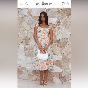 Hello Molly Floral Midi Dress - Blue and Orange